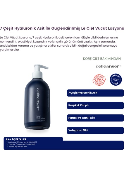 7 Çeşit Hyaluronik Asit Içeren, Nemlendirici, Onarıcı, Besleyici Vücut Losyonu fiyatları