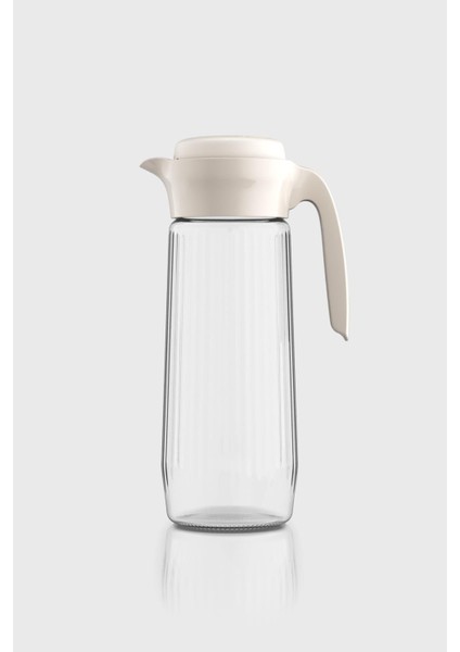 Daisy 1500 ml Bej Kapaklı Gravürlü Cam Sürahi 111023
