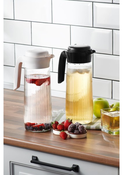 Daisy 1500 ml Bej Kapaklı Gravürlü Cam Sürahi 111023 fırsatları