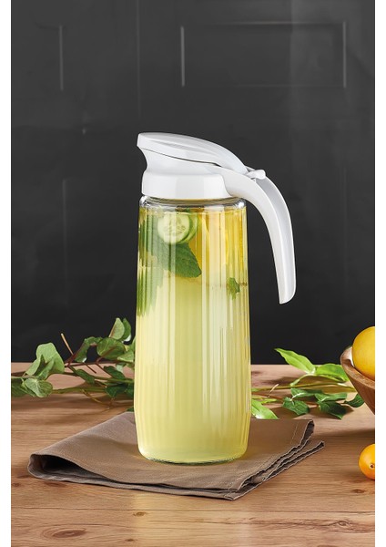 Beluga 1500 ml Bej Kapaklı Gravürlü Cam Sürahi 111021 fırsatları