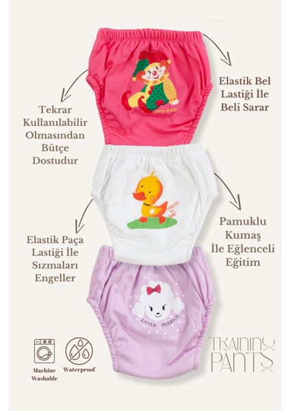 Kız Bebek Çocuk Desenli Sevimli 3 Lü Alıştırma Külodu Sızdırmaz Antialerjik Çocuk Külodu 3-4 Yaş fiyatları