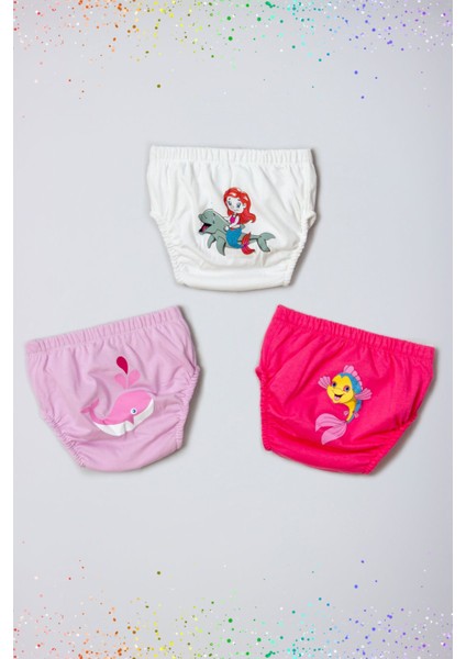 Kız Bebek Sevimli Hayvanlar Desenli 3'lü Su Geçirmez Alıştırma Külodu