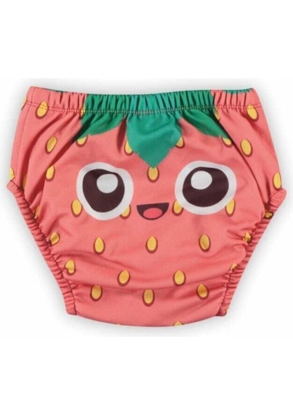 Poopes Yıkanabilir 3'lü Kombin Kız Neşeli Çilek Alıştırma Külodu 1-2-3-4 Yaş modelleri