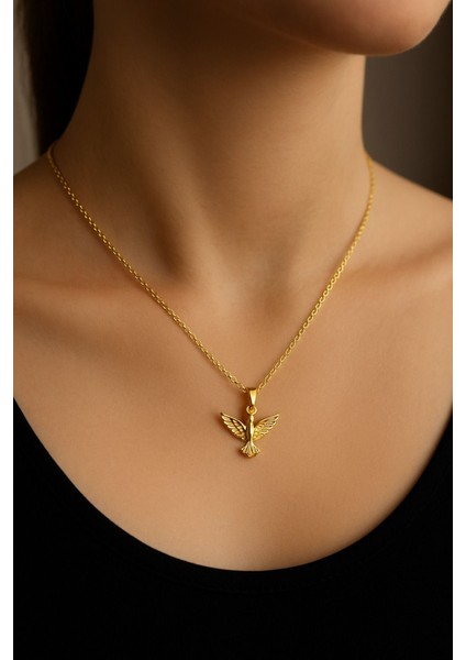 Anka Kuşu Gold Renk Kolye