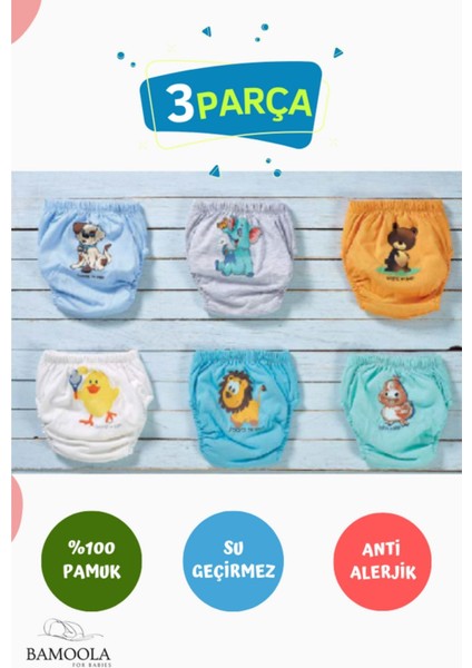 3 Adet Lüx Erkek (4 -5 Yaş) Çocuk Alıştırma Külodu Sızdırmaz (Renk ve Desenlerde Farklılık Olabilir)