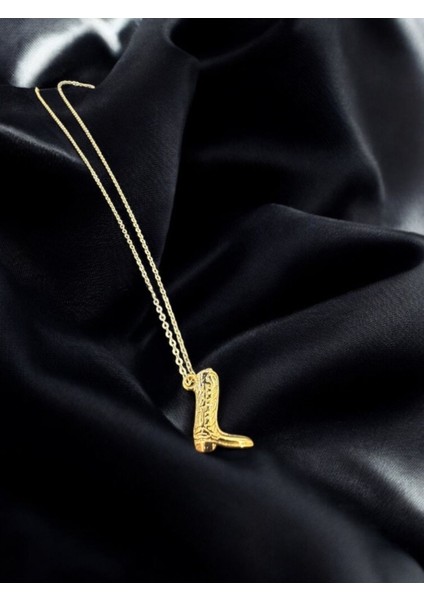 Çizme Motif Gold Renk Çelik Kolye modelleri