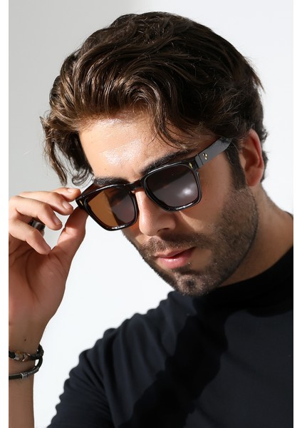 Unisex Aksesuarlı Kare Kahverengi Polarize Güneş Gözlüğü 23037 C3 P fırsatları