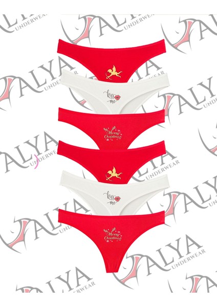 Kadın Baskılı Tanga Külot, Kırmızı String, 6'lı Paket, L fırsatları