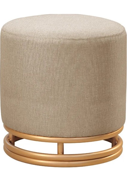 Nuvi Puf Gold Metal Çerçeveli Keten Çok Amaçlı Dekoratif Oturak, Makyaj Oturağı,montajsız Puf Bench fiyatları