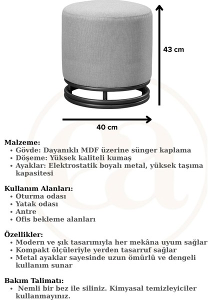 Nuvi Puf Gold Metal Çerçeveli Keten Çok Amaçlı Dekoratif Oturak, Makyaj Oturağı,montajsız Puf Bench modelleri