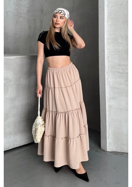 Basic Astarlı Pileli Kadın Uzun Etek fiyatları