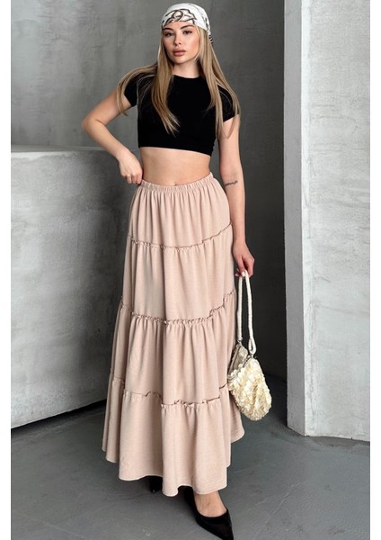 Basic Astarlı Pileli Kadın Uzun Etek fırsatları