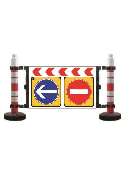 Dubalı Uyarı Levhalı Bariyer 181 x 120 cm Sağ Yön - Dikkat