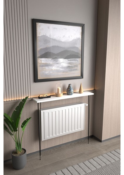 Violet Minimalist Metal Ayaklı Dar Dresuar Dekoratif Petek Üstü Dresuar 90 cm