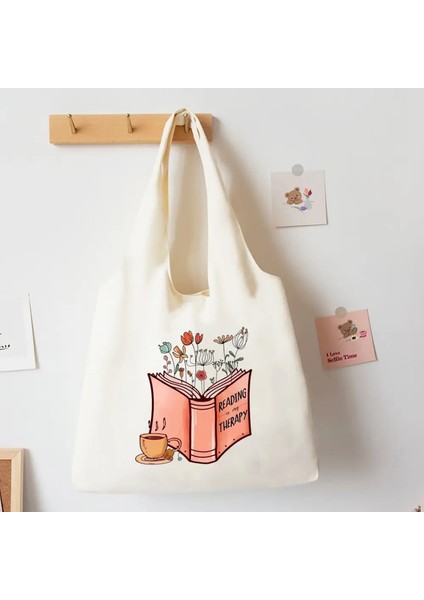 Çiçek Kitapları Baskılı Omuz Çantası Literatürü Kitap Çiçek Tote Çantaları Çizim Kızlar Kitap Çantası Seyahat Harajuku Tuval Çanta Rengi: TK253955-A032BG-M (Yurt Dışından)