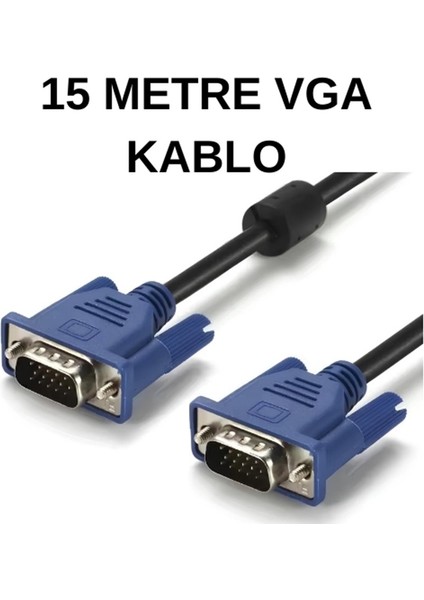 VGA Kablo 15 Metre 15 Pin Erkek-Erkek | Uzun Mesafe Net Görüntü Aktarımı