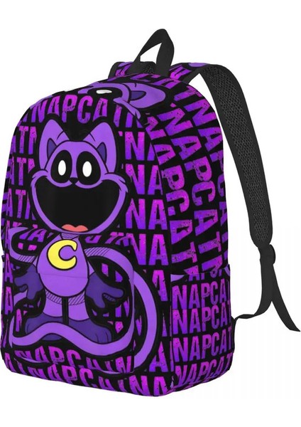 Catnap Metin Kedi ve Köpek Backpack Erkekler Kadın Lise Yürüyüşü Gezme Daybalp Çakası Gülümseyen Yaratanlar Karikatür Dizüstü Tuval Çantaları Açık Moorcolor: Boyut: S (Yurt Dışından)