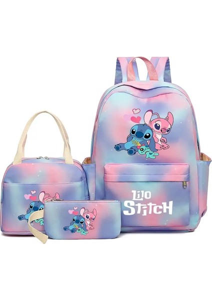Disney Lilo Dikiş Renkli Sırt Çantası 3pcs/set Kadınlar Için Set Bags ile Günlük Okul Çantaları Boy Boy Öğrenci Öğrenci Genç Rucksack Renk: 3 (Yurt Dışından)