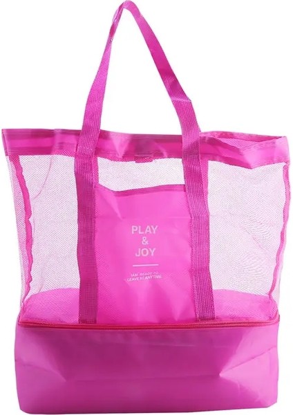 Isı Koruma Piknik Plaj Çantası Kadınlar Ağ Şeffaf Çift Katmanlı Yüzme Depolama Yüksek Kapasiteli Alışveriş Su Geçirmez Torbalar Tote Renk: Stil B Gül Kırmızı (Yurt Dışından)