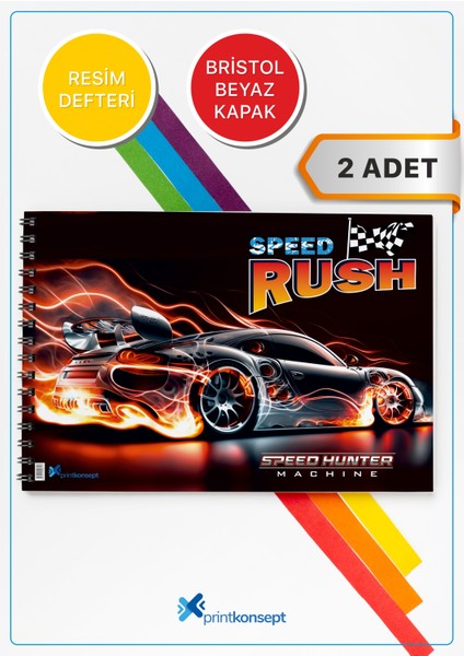 2'li Resim Defteri Spiralli Karton Kapak 25X35 cm 15 Yaprak Resim Defteri Orta Boy