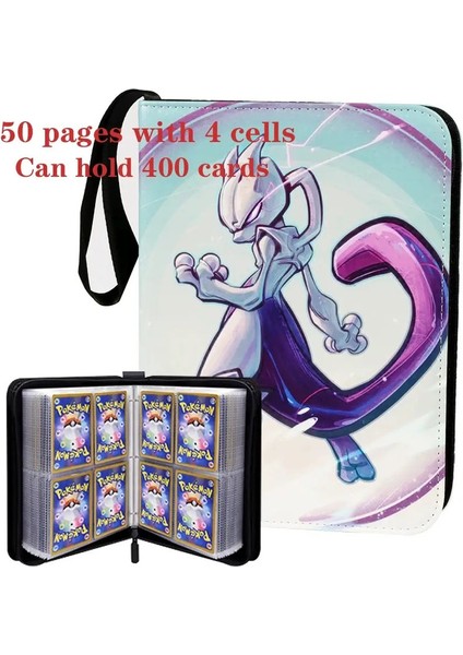 ★ Fd Pokemones Albüm Bağlayıcı Fotokard Pu Fermuar Fotoğraf Albüm Albüm Carte Tutucu Oyuncaklar Klasör Mektupları Pokemones Kartları Kartları: 4 Cep 50 Sayfa (Yurt Dışından)
