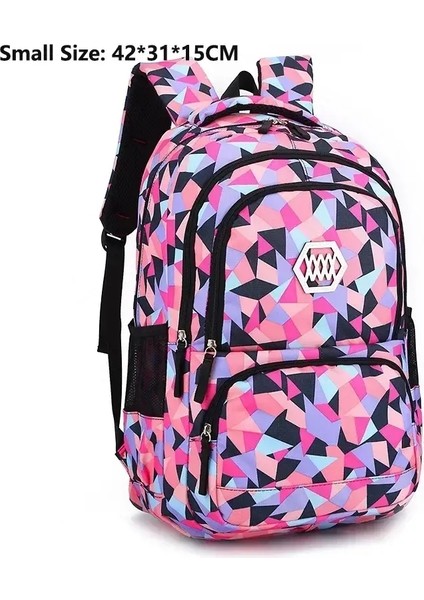 3pcs Renkli Çocuklar Sırt Çantası Geometrik Kızlar Okul Sırt Çantaları Kore Birincil Çanta Seti Çok Fonksiyonlu Çanta Seyahat Bagskolor: Kırmızı Büyük Boyut (Yurt Dışından)