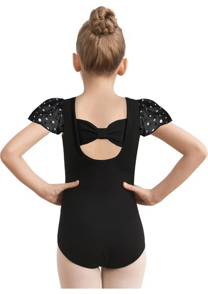 Kız Balesi Sden Tende Parlak Fırfır Kılıf Arka Yay Dans Elbisesi Toddler Jimnastik Kıyler Renk: Siyah/boyut: Xl (Yurt Dışından)