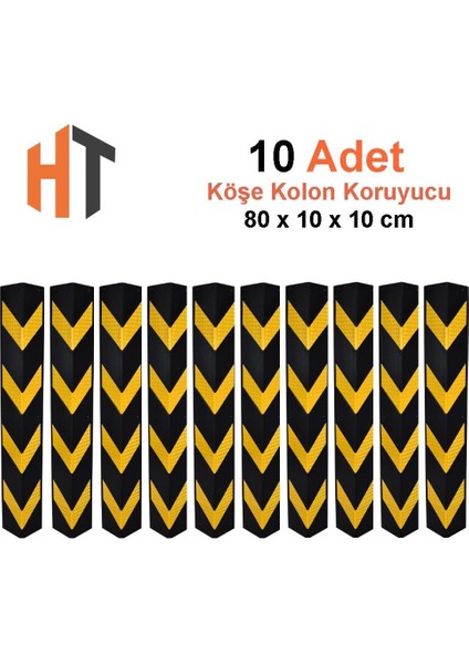 Kauçuk Otopark Köşe Kolon Koruyucu (Eko-Köşeli) 10'lu Set