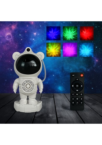 Astronot Tasarımlı Galaxy Projektör – Bluetooth Hoparlörlü Yıldızlı Gece Lambası |hayal Gücünü Geliştiren Oda Dekoru
