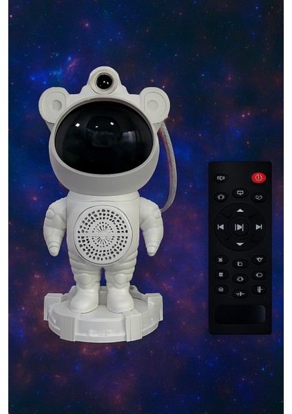 Astronot Tasarımlı Galaxy Projektör – Bluetooth Hoparlörlü Yıldızlı Gece Lambası |hayal Gücünü Geliştiren Oda Dekoru