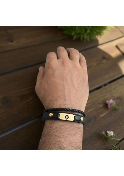 14 Ayar Plakalı Altın Kral Aslan Temalı Oval Motifli Hakiki Siyah Derili Hediye BILEKLIK-563SEMBOL fırsatları