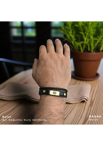 14 Ayar Altın Plakalı Eylül Ayı Doğumlarına Hakiki Siyah Derili Oval Motifli Hediye BILEKLIK-563AY fırsatları