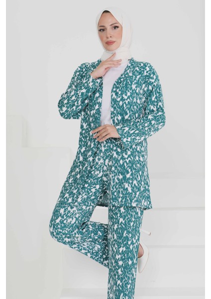 Desenli Kimono Takım Zumrut - 27132