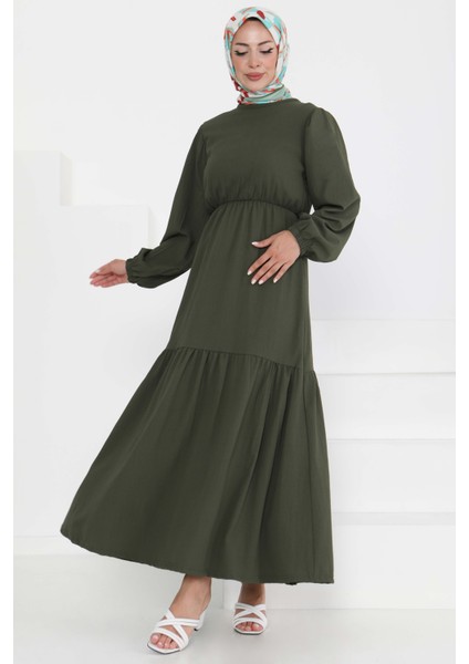 Beli Bağcıklı Elbise Haki - 27303 fırsatları