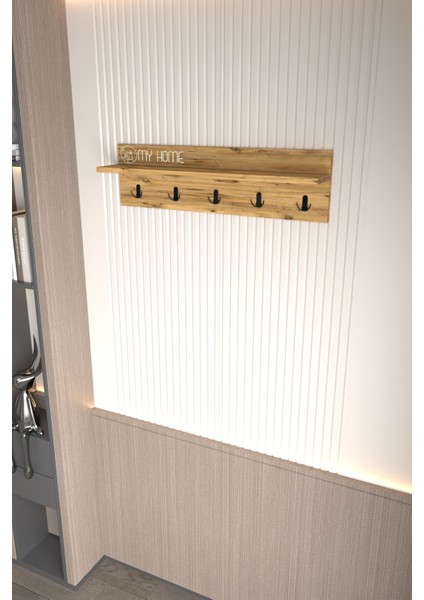 Portmanto Duvar Askılığı Elbise Askılığı Çam 80 cm