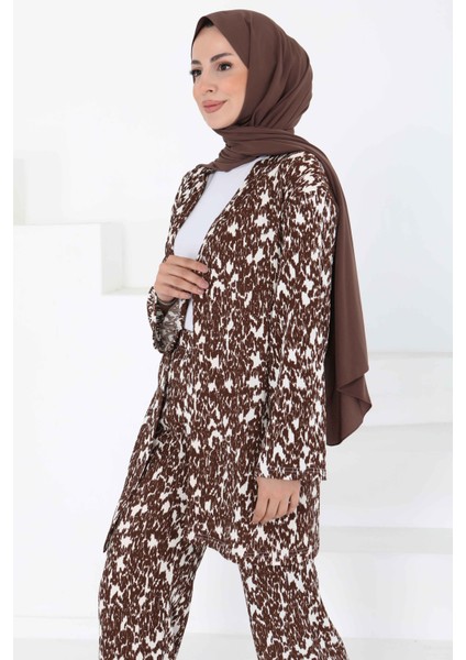 Desenli Kimono Takım Kahve - 27132 fiyatları