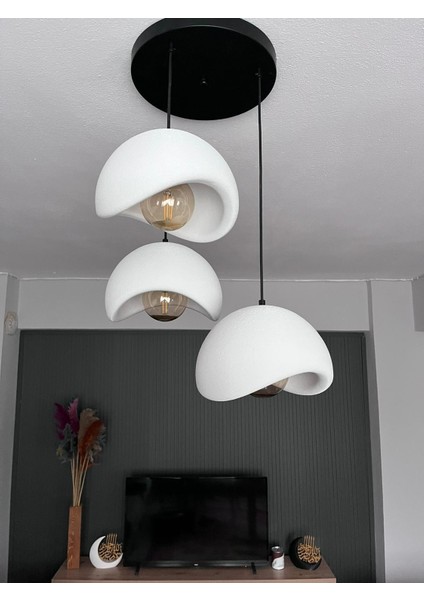Beton Görünümlü Modern Şık Iskandinav Tarz 3 Başlıklı Avize (25CM) (Rustik Ampul Hediyeli) fiyatları