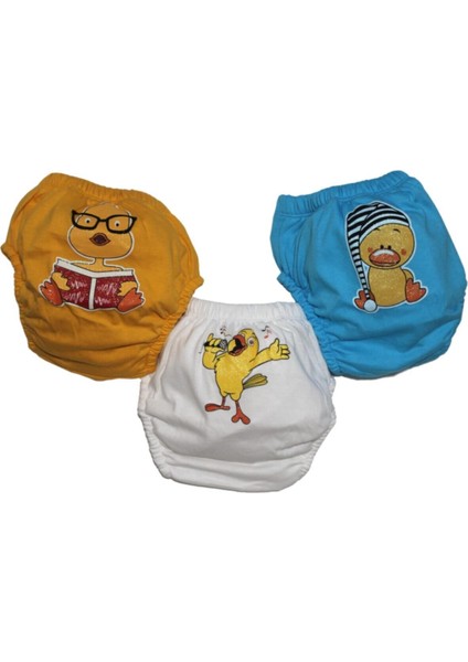 Minik Kuşlar Temalı Erkek Bebek 3'lü Alıştırma Külodu