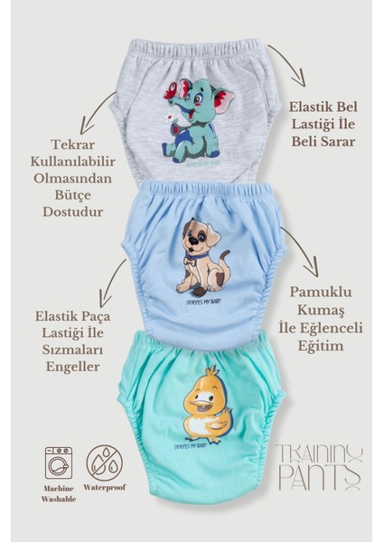 Erkek Bebek Çocuk Desenli Sevimli 3 Lü Alıştırma Külodu Sızdırmaz Antialerjik Çocuk Külot 3-4 Yaş fiyatları