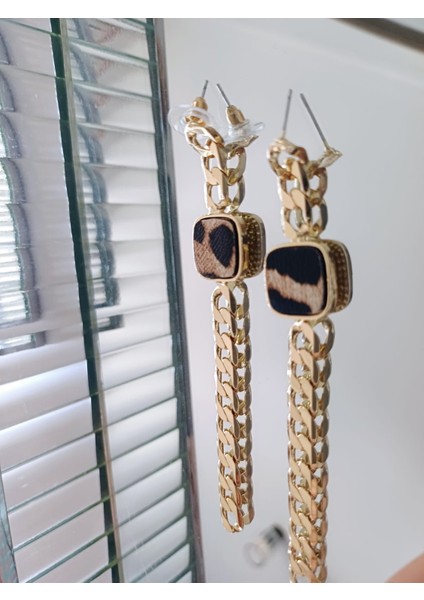 Uzun Zincir Leopar Küpe