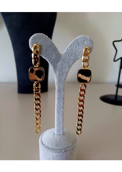 Uzun Zincir Leopar Küpe modelleri