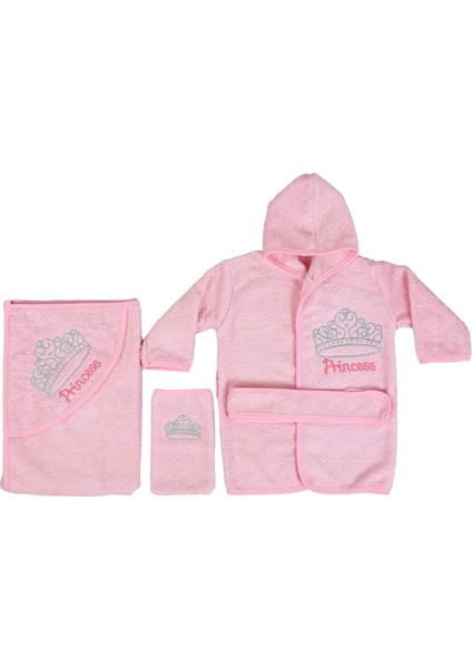 Pamuk Yenidoğan Bebek Çocuk Bornoz Havlu Takımı Set