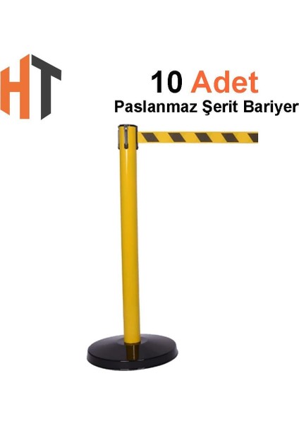 Yönlendirme Şerit Bariyer ,elektrostatik Boyalı Sarı-Siyah 10 Adet