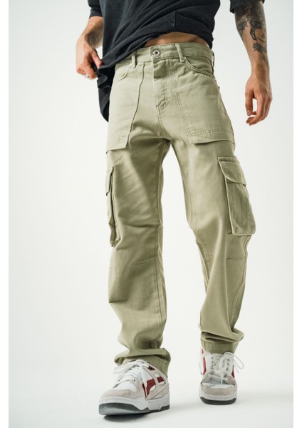 Erkek Haki Kargo Cep Baggy Pantolon indirimleri