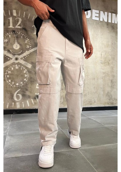Erkek Gri Baggy Kargo Pantolon Gabardin fiyatları