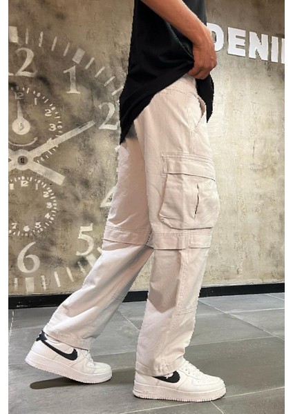 Erkek Gri Baggy Kargo Pantolon Gabardin modelleri