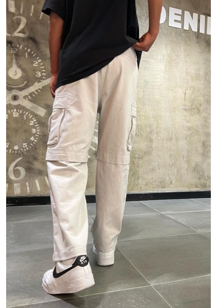 Erkek Gri Baggy Kargo Pantolon Gabardin fırsatları