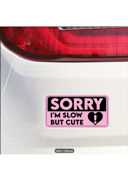 Sorry I’m Slow But Cute – Pembe Araba Sticker