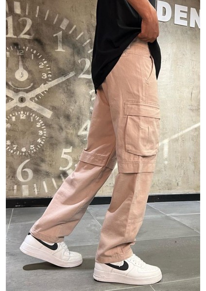 Erkek Camel Baggy Kargo Pantolon Bol Paça modelleri