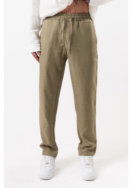 Erkek Haki Kumaş Pantolon Ince ve Esnek